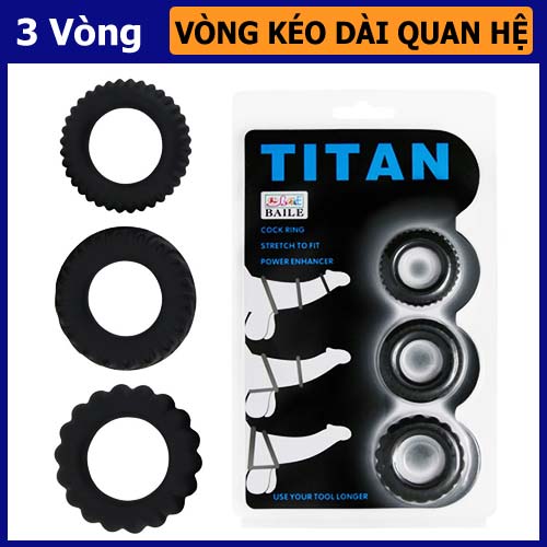 Bộ 3 vòng Titan tình yêu đeo dương vật chống xuất tinh sớm chất liệu silicon y tế Bộ 3 vòng Titan tình yêu đeo dương vật chống xuất tinh sớm chất liệu silicon y tế